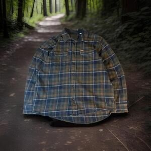 Orvis Heavy Flannel Shirt Shacket Men XL Plaid Button Up Long Sleeve Pockets